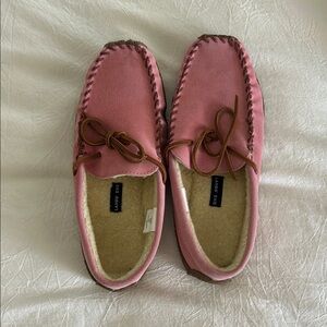 Lands' End Pink Moccasin Slippers